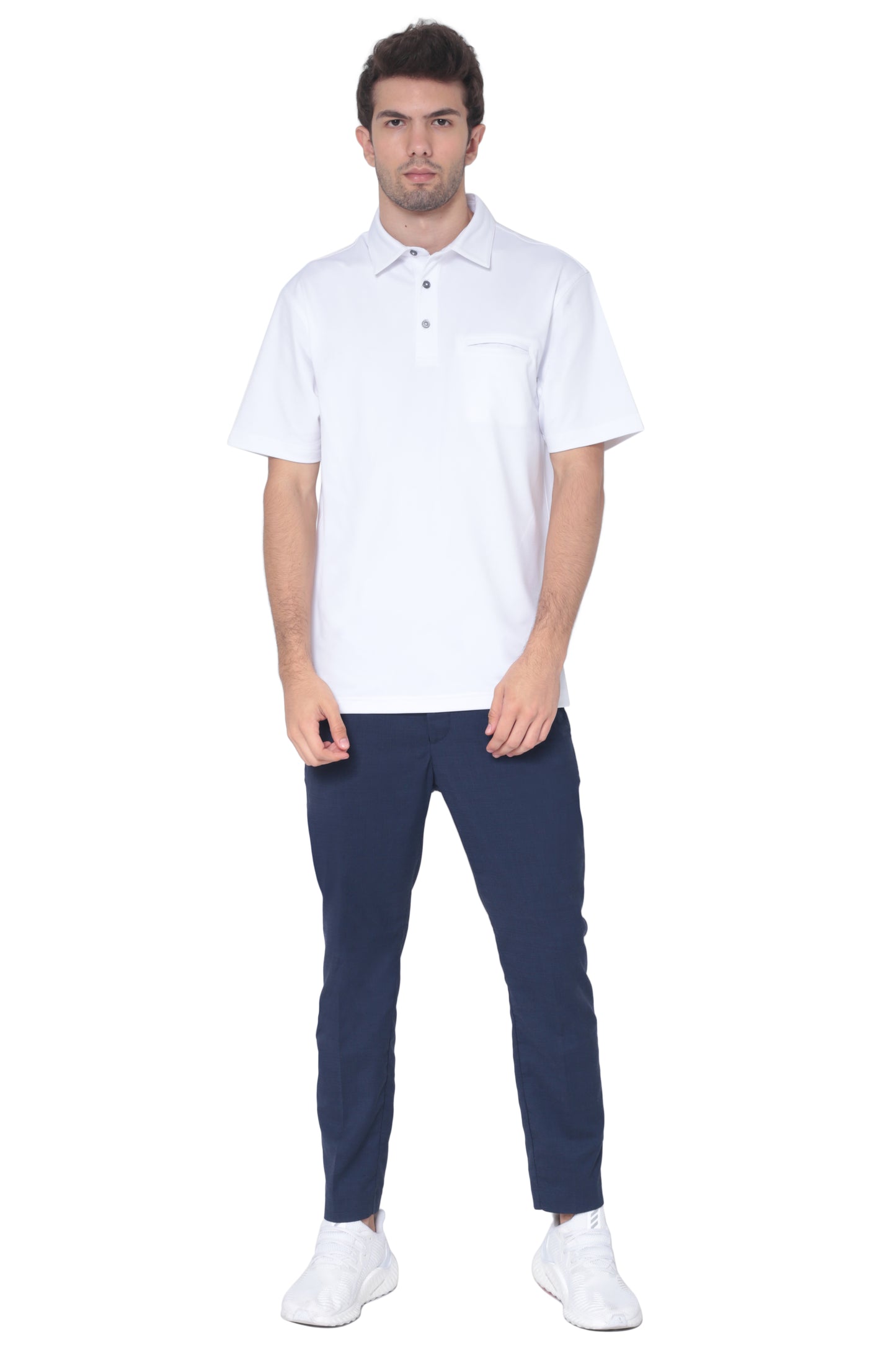 AVA Athletica Men's Classic Polo Quick-Dry Golf, Tennis, T-Shirt with Pocket Pure White