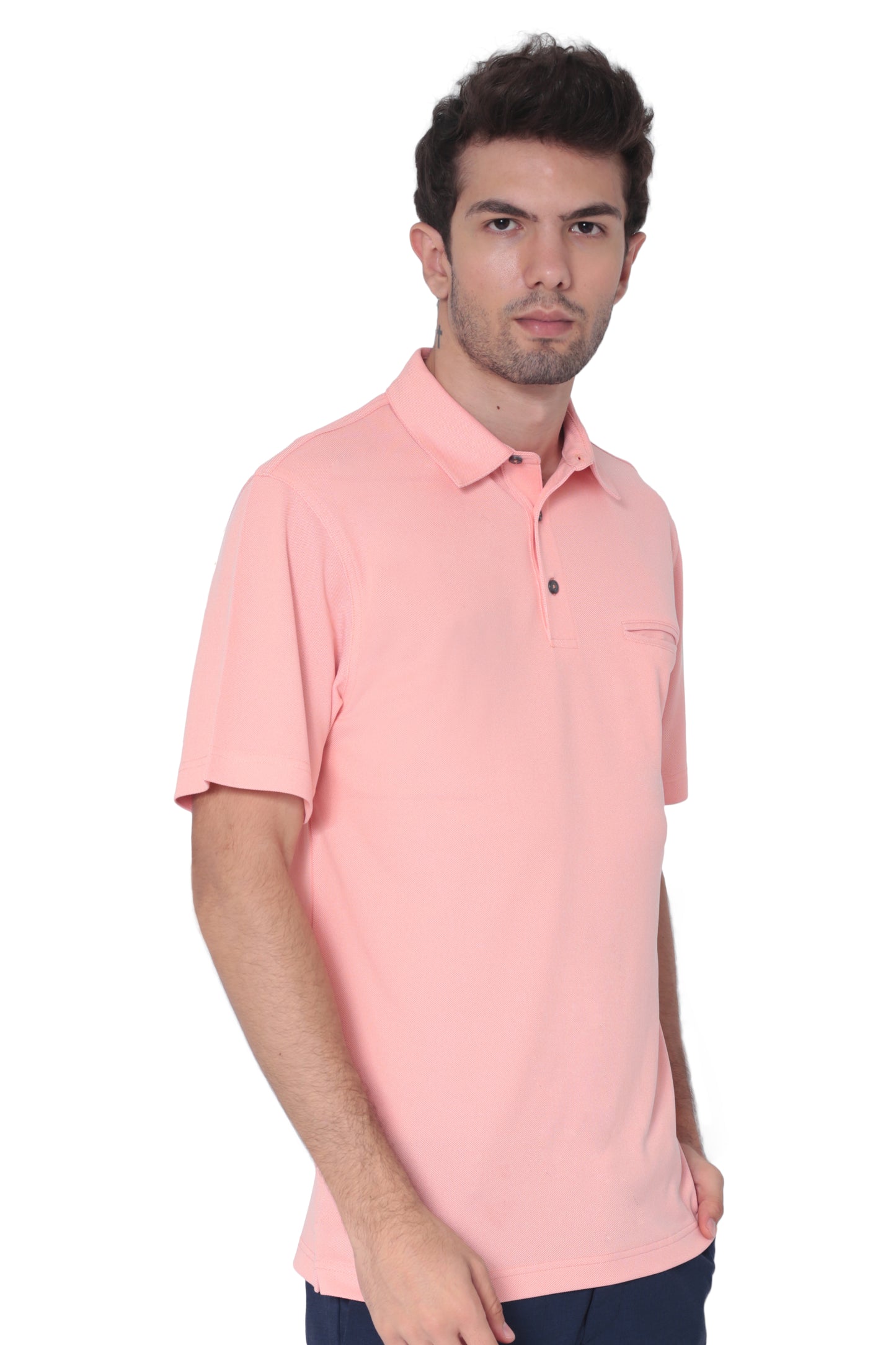 AVA Athletica Men's Classic Polo Quick-Dry Golf, Tennis, T-Shirt with Pocket Peach