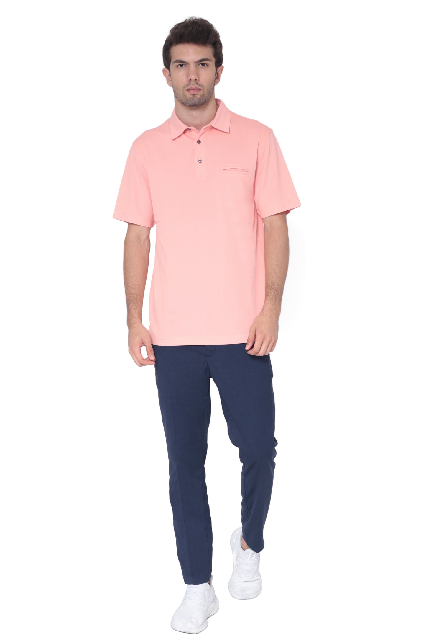 AVA Athletica Men's Classic Polo Quick-Dry Golf, Tennis, T-Shirt with Pocket Peach
