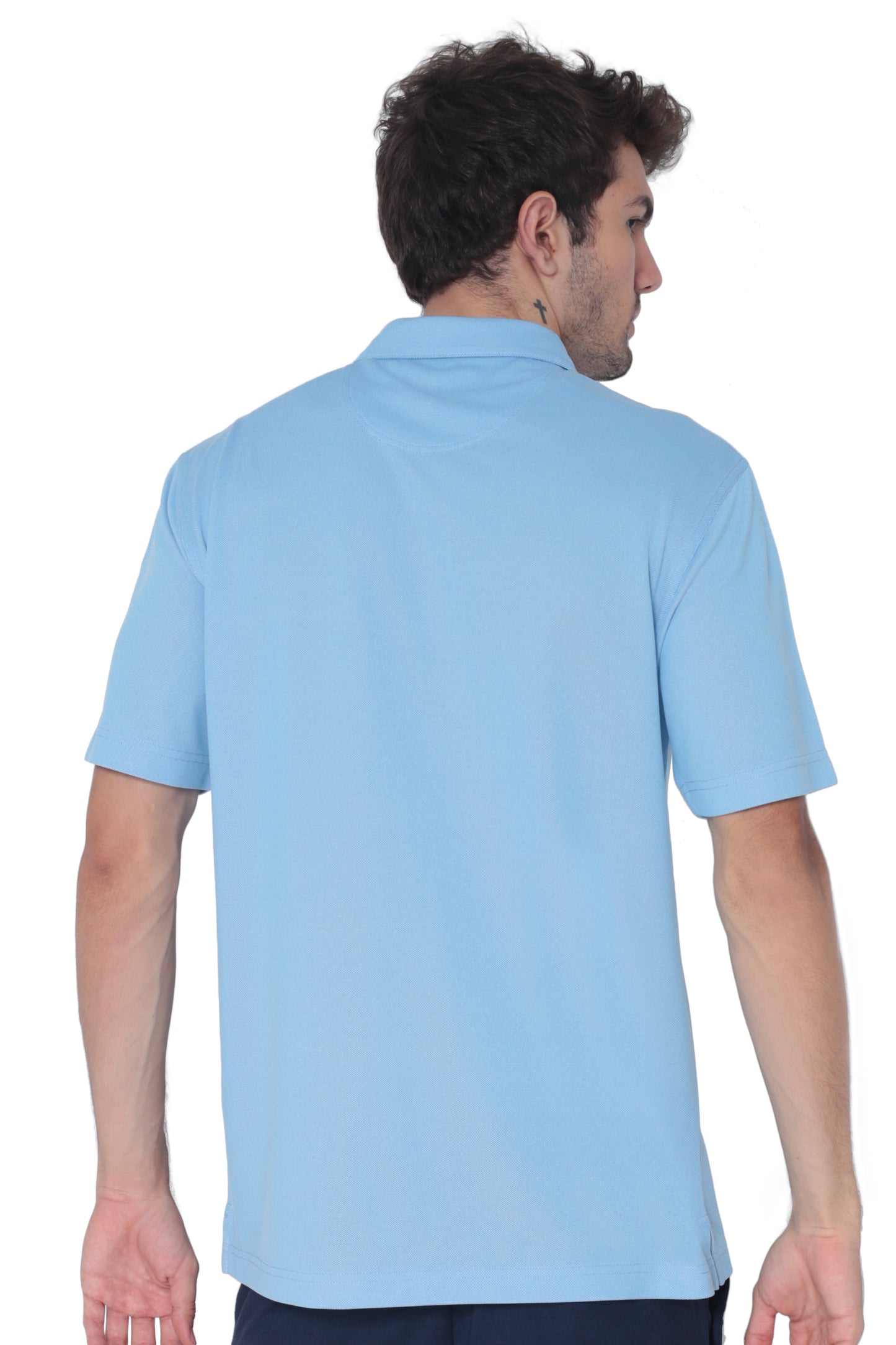 AVA Athletica Men's Classic Polo Quick-Dry Golf, Tennis, T-Shirt with Pocket Light Blue
