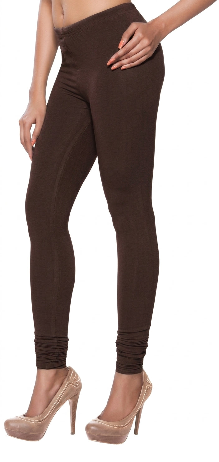 Solid Churidar Leggings - Brown