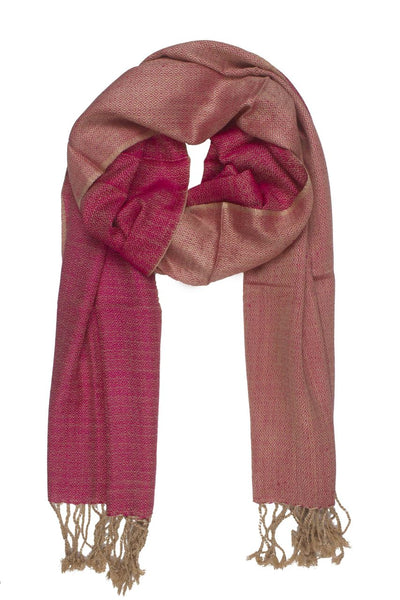In-Sattva Colors Pink geometric printed rayon scarf stole, alternate product image showing its artisan pattern and lightweight drape.