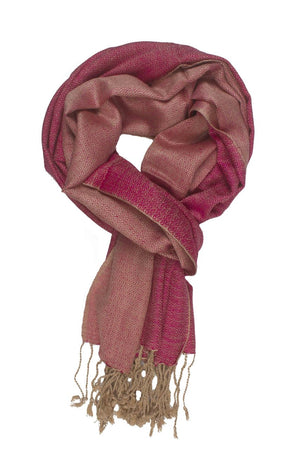 In-Sattva Colors Pink geometric printed rayon scarf stole, primary product image highlighting its color, pattern and woven texture.