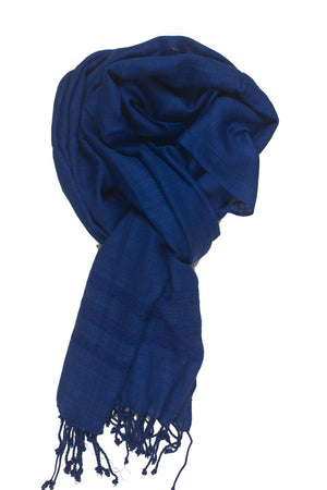 In-Sattva Colors Blue solid color rayon scarf stole, primary product image highlighting its color, pattern and woven texture.