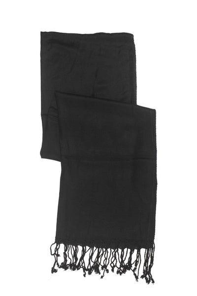 In-Sattva Colors Black solid color rayon scarf stole, alternate product image showing its artisan pattern and lightweight drape.