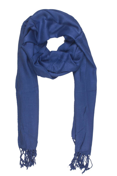 In-Sattva Colors Blue solid color rayon scarf stole, alternate product image showing its artisan pattern and lightweight drape.
