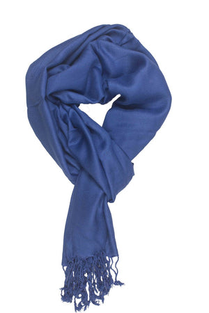 In-Sattva Colors Blue solid color rayon scarf stole, primary product image highlighting its color, pattern and woven texture.