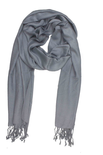 In-Sattva Colors Gray solid color rayon scarf stole, alternate product image showing its artisan pattern and lightweight drape.