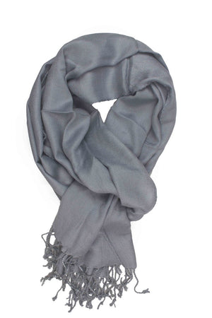 In-Sattva Colors Gray solid color rayon scarf stole, primary product image highlighting its color, pattern and woven texture.
