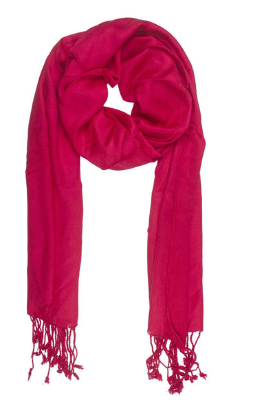 In-Sattva Colors Pink/Magenta solid color rayon scarf stole, alternate product image showing its artisan pattern and lightweight drape.