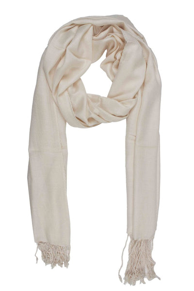 In-Sattva Colors White/Cream solid color rayon scarf stole, alternate product image showing its artisan pattern and lightweight drape.