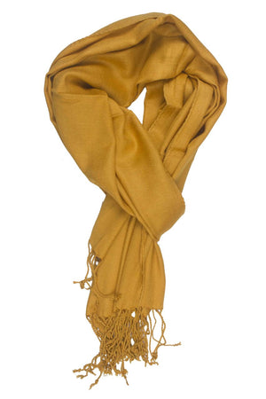 In-Sattva Colors Yellow solid color rayon scarf stole, primary product image highlighting its color, pattern and woven texture.