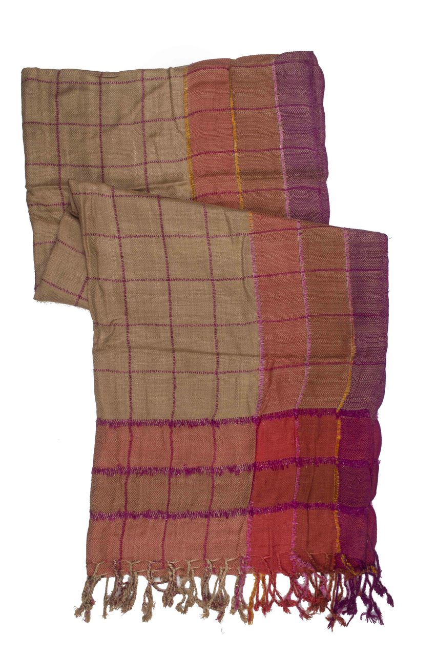 In-Sattva Colors Yellow/Orange striped handwoven rayon scarf stole, additional product image highlighting its color and woven detailing.