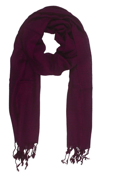 In-Sattva Colors Purple checkered handwoven rayon scarf stole, alternate product image showing its artisan pattern and lightweight drape.