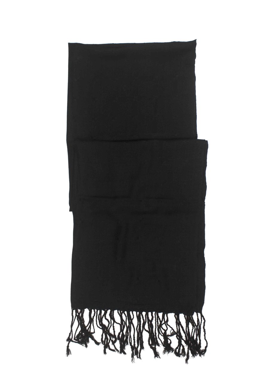In-Sattva Colors Black geometric printed rayon scarf stole, additional product image highlighting its color and woven detailing.