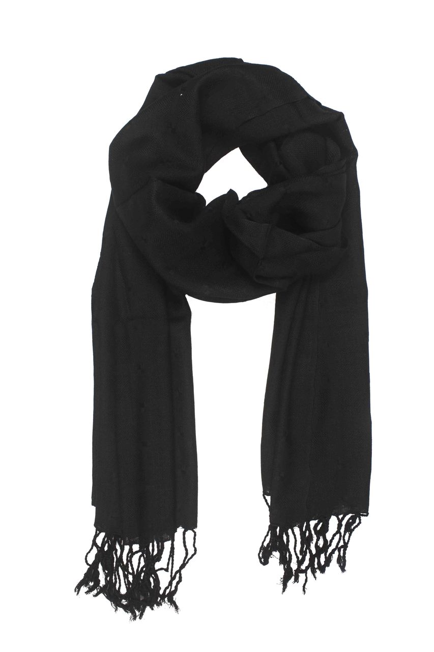 In-Sattva Colors Black geometric printed rayon scarf stole, alternate product image showing its artisan pattern and lightweight drape.