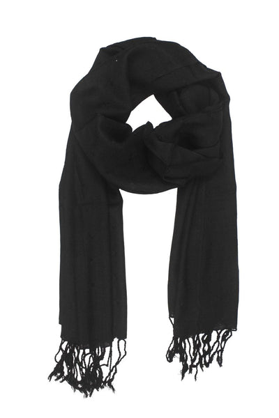 In-Sattva Colors Black geometric printed rayon scarf stole, alternate product image showing its artisan pattern and lightweight drape.