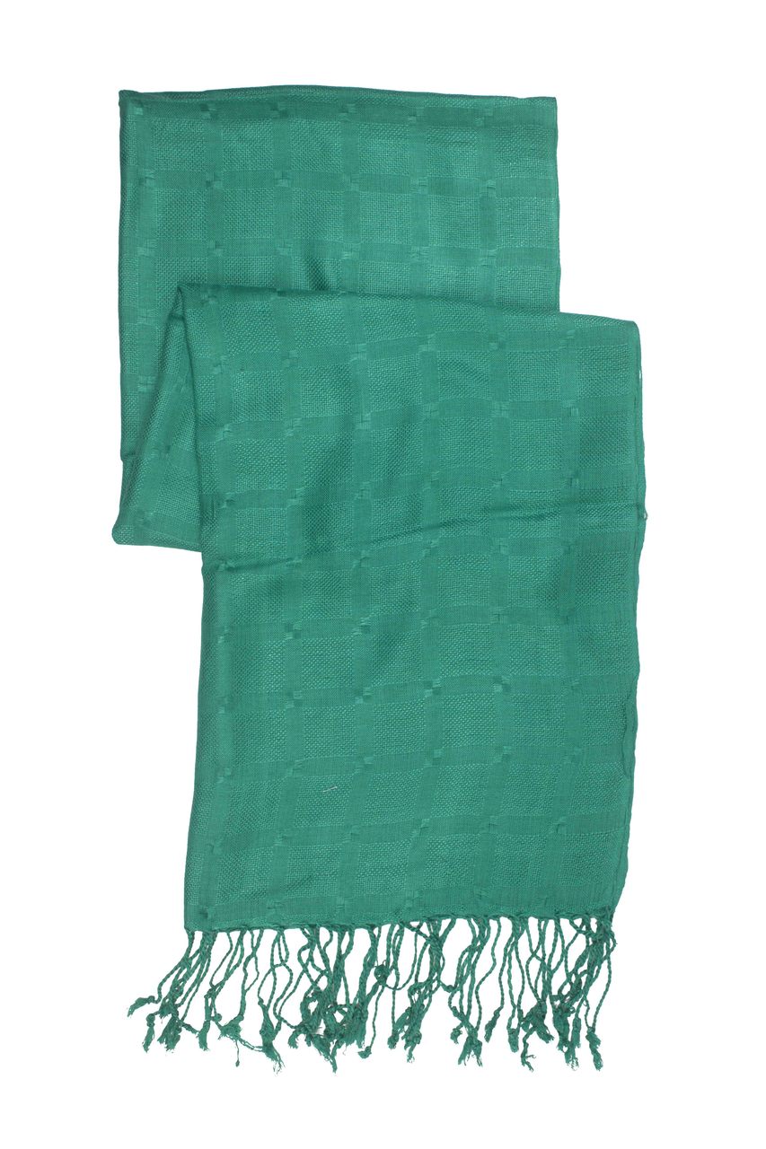 In-Sattva Colors Green geometric printed rayon scarf stole, additional product image highlighting its color and woven detailing.
