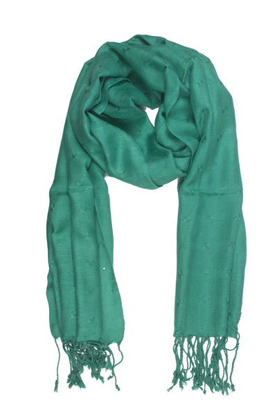 In-Sattva Colors Green geometric printed rayon scarf stole, alternate product image showing its artisan pattern and lightweight drape.