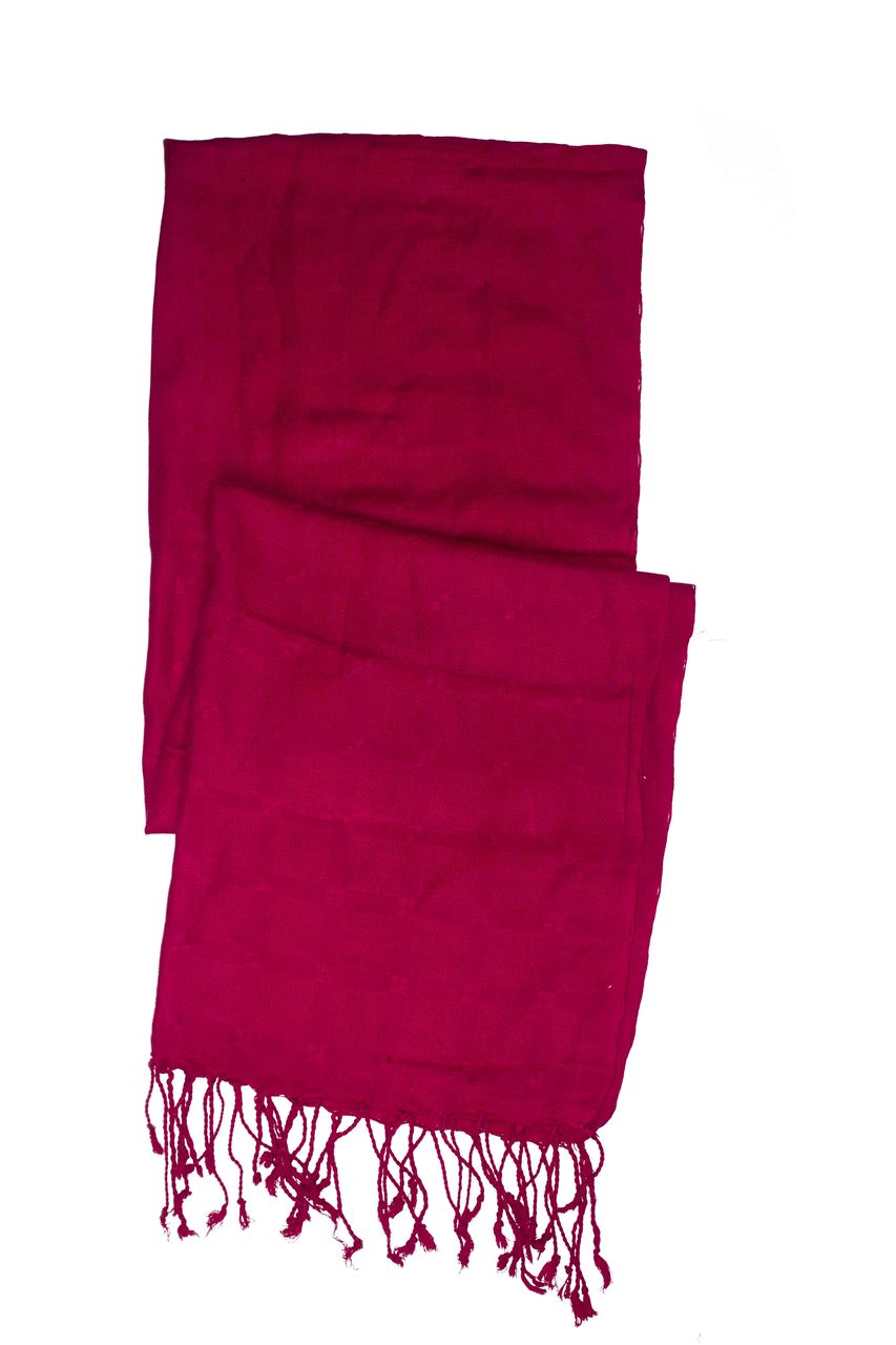 In-Sattva Colors Pink/Magenta geometric printed rayon scarf stole, additional product image highlighting its color and woven detailing.