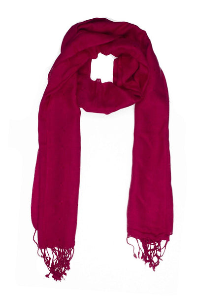 In-Sattva Colors Pink/Magenta geometric printed rayon scarf stole, alternate product image showing its artisan pattern and lightweight drape.