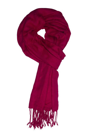 In-Sattva Colors Pink/Magenta geometric printed rayon scarf stole, primary product image highlighting its color, pattern and woven texture.