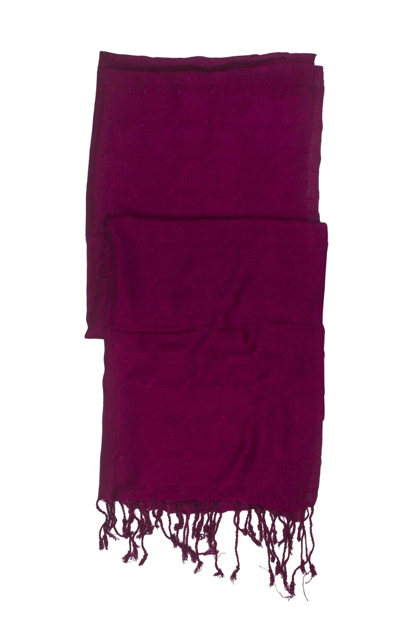 In-Sattva Colors Red/Magenta geometric printed rayon scarf stole, additional product image highlighting its color and woven detailing.