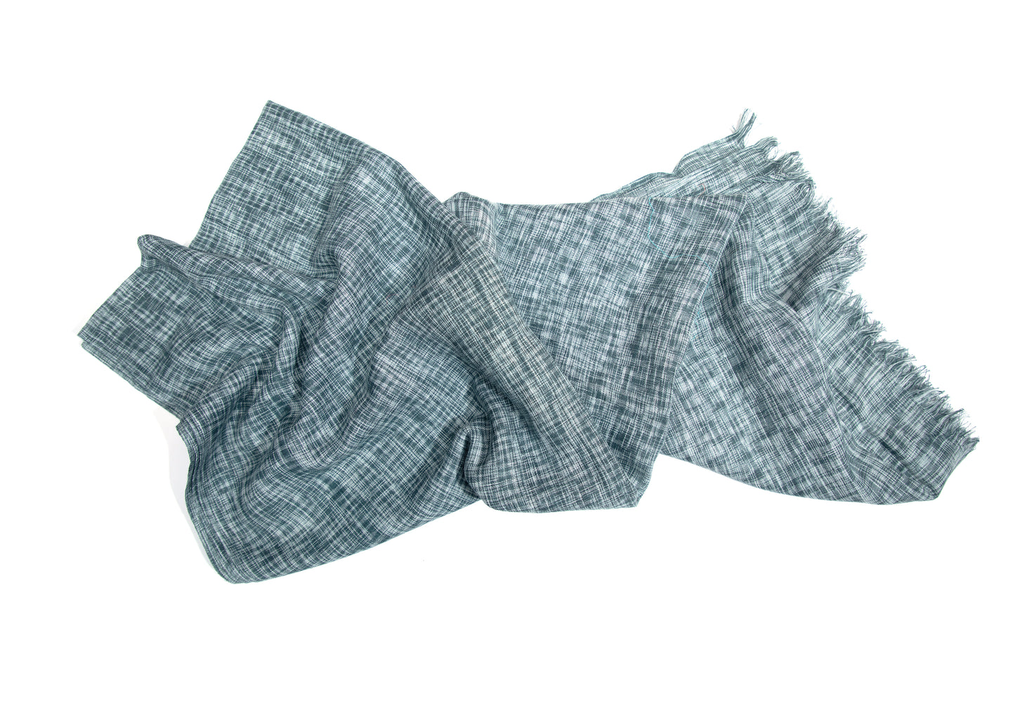 In-Sattva Gray bohemian artisan rayon scarf stole, additional product image highlighting its color and woven detailing.