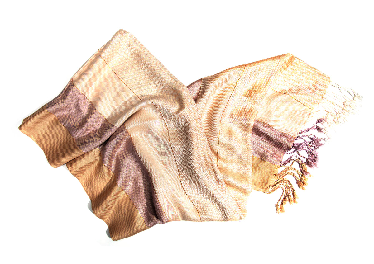In-Sattva Beige multi-tone handwoven rayon scarf stole, additional product image highlighting its color and woven detailing.