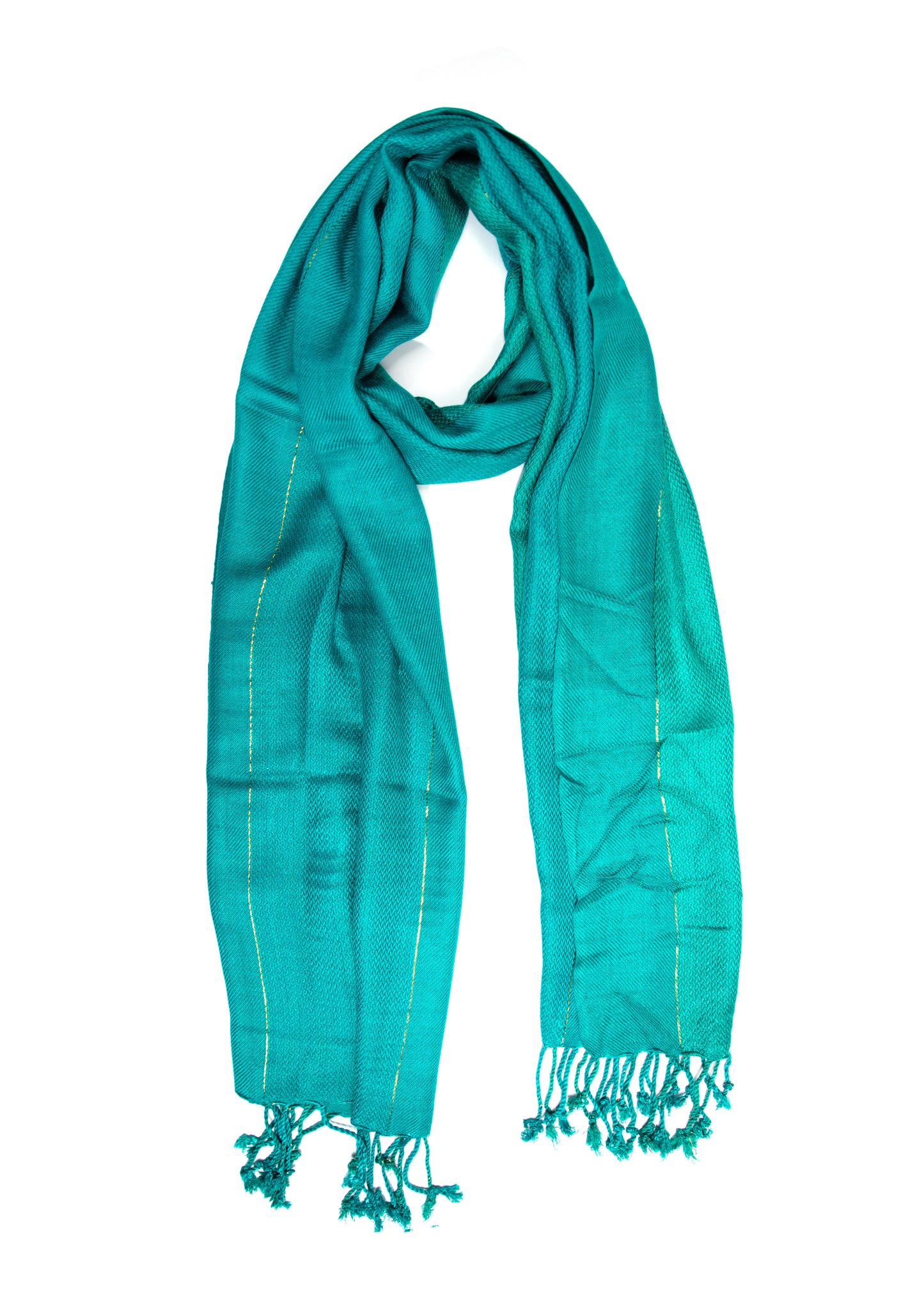 In-Sattva Blue multi-tone handwoven rayon scarf stole, alternate product image showing its artisan pattern and lightweight drape.