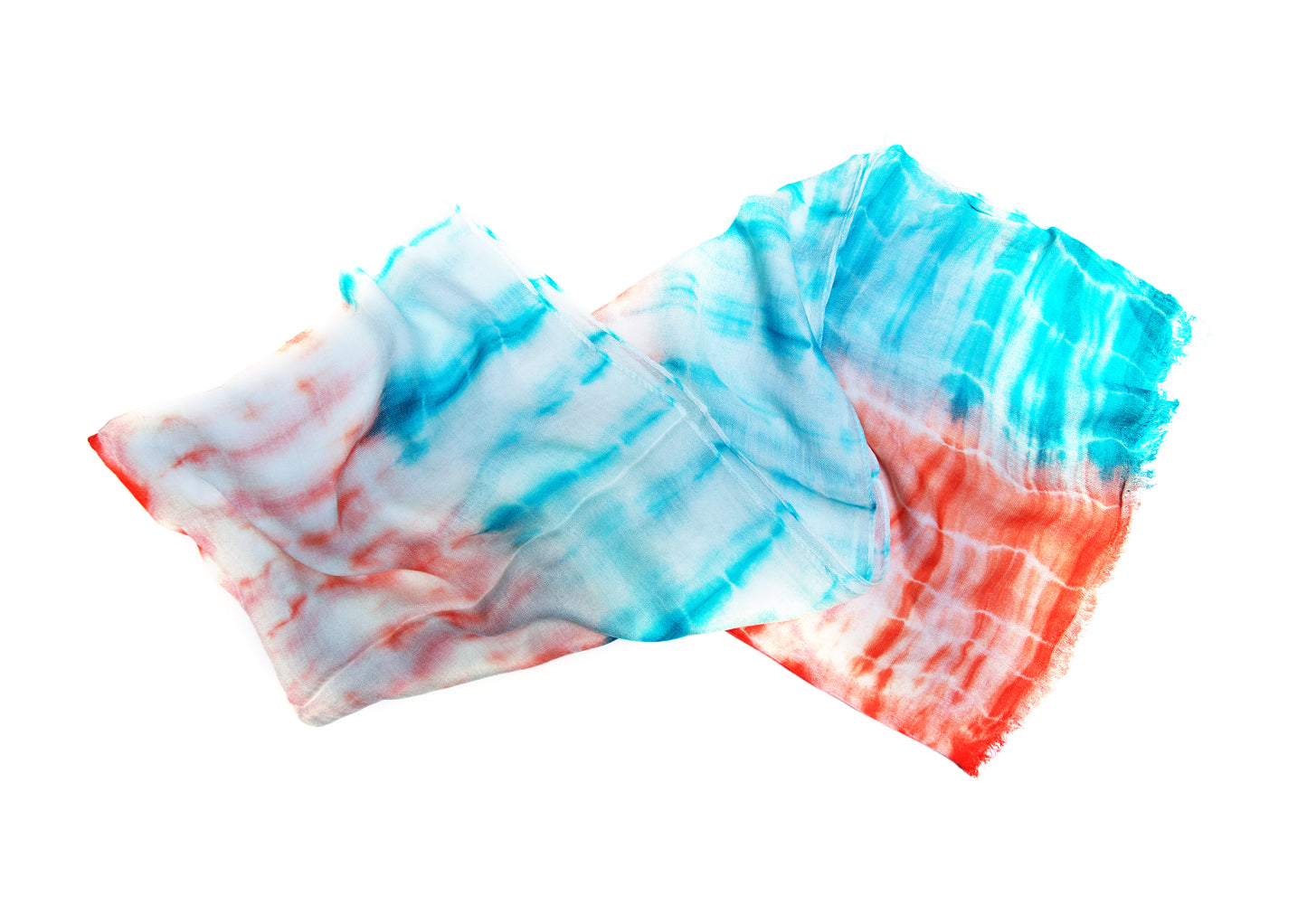 In-Sattva Orange tie-dye textured rayon scarf stole, additional product image highlighting its color and woven detailing.