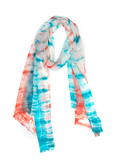 In-Sattva Orange tie-dye textured rayon scarf stole, alternate product image showing its artisan pattern and lightweight drape.