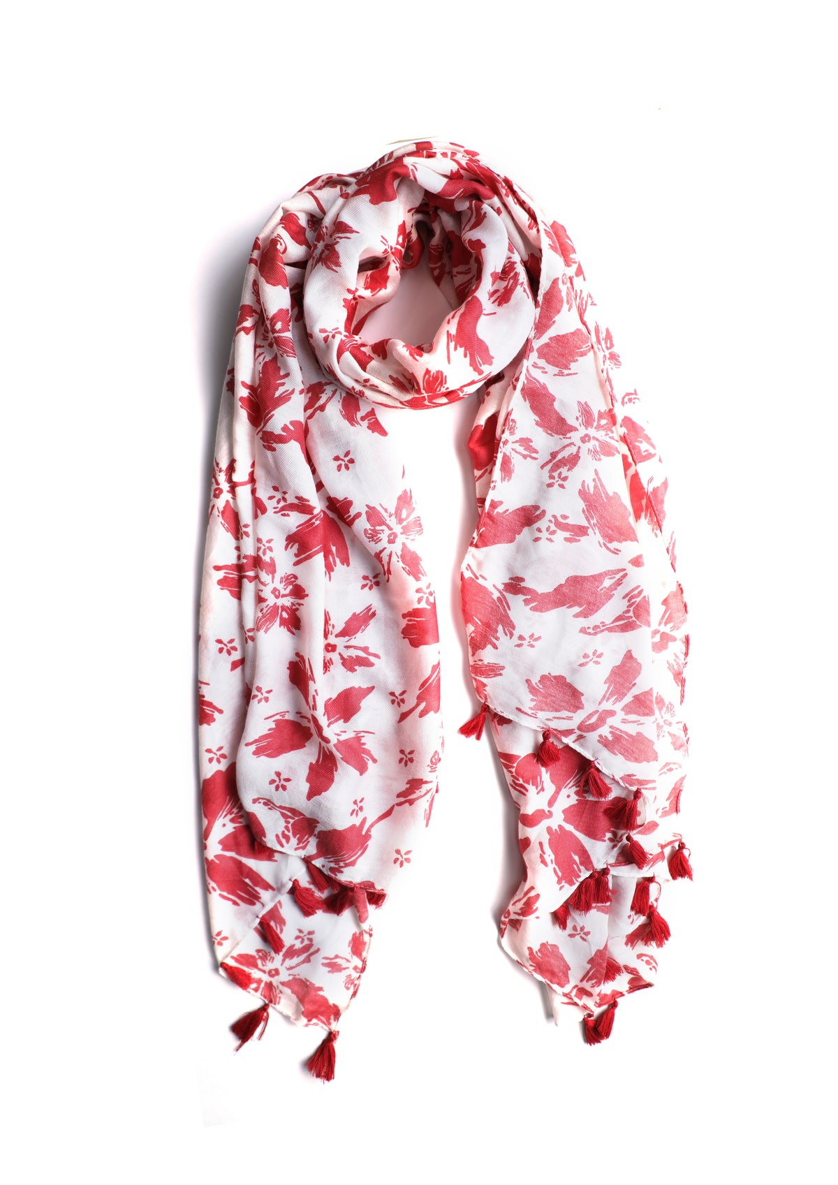 In-Sattva Pink floral printed rayon scarf stole, alternate product image showing its artisan pattern and lightweight drape.