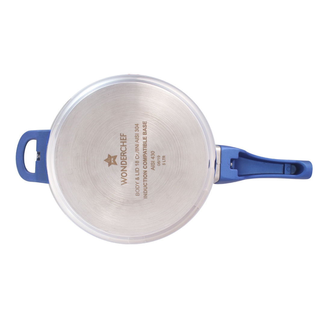 Nigella stainless steel outer lid pressure cooker, bottom view