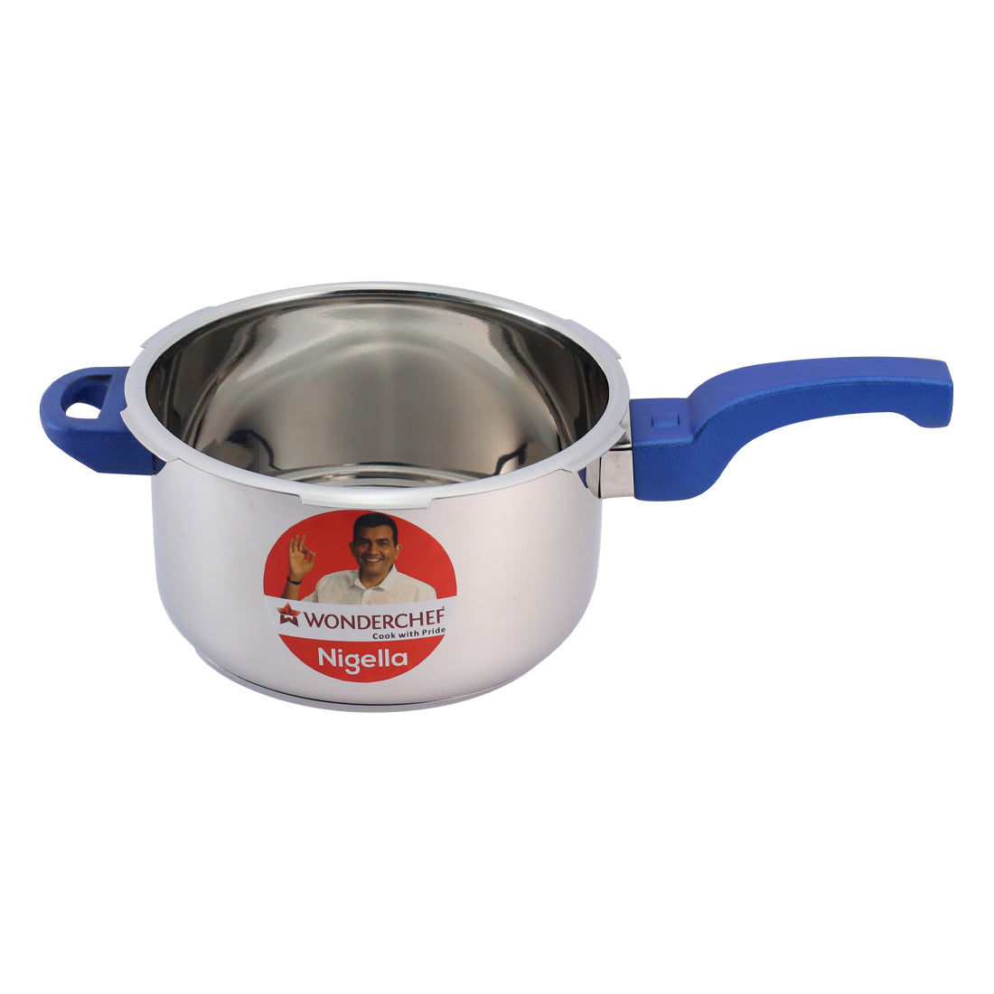 Nigella stainless steel outer lid pressure cooker, top view