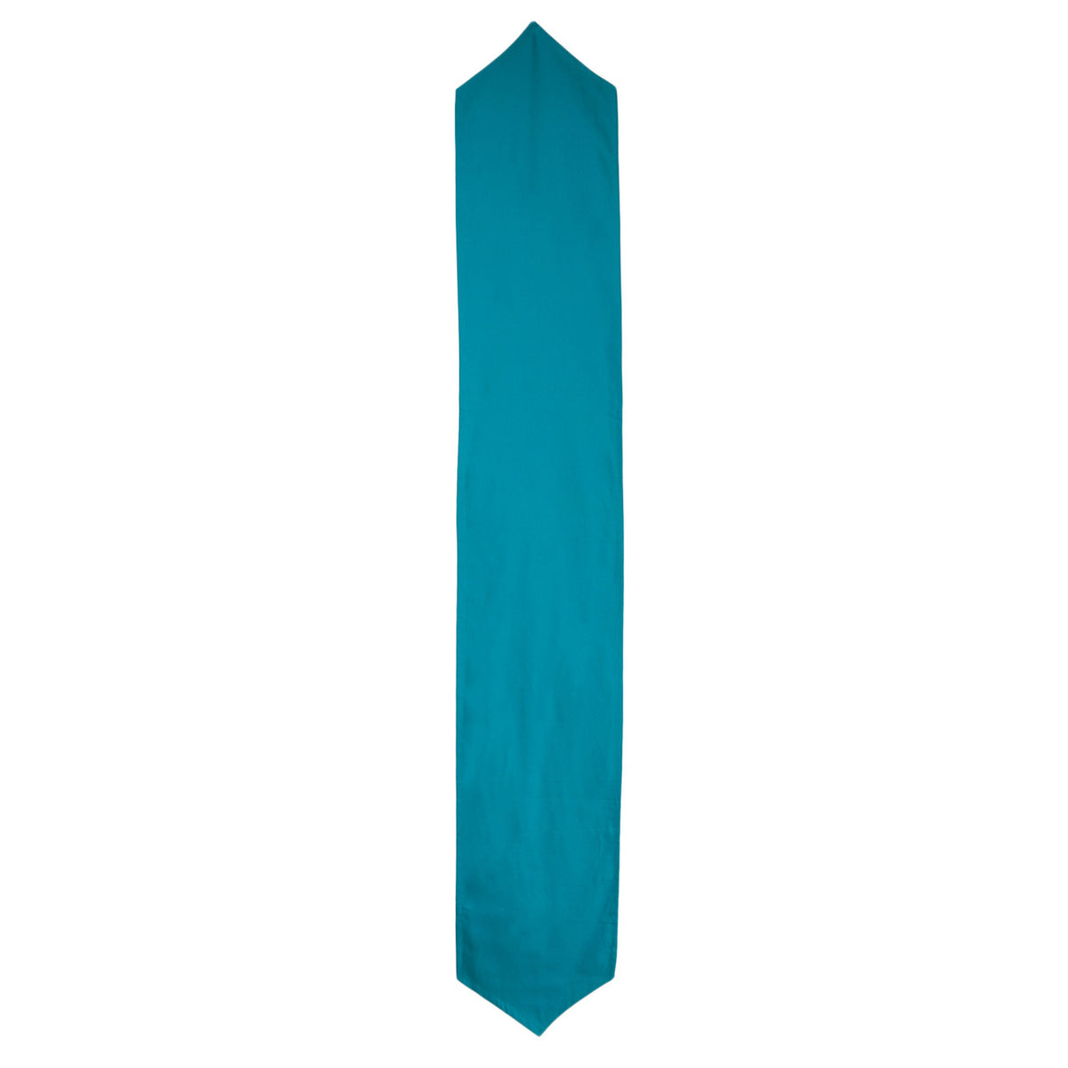 Solid teal reverse side of the In-Sattva bohemian floral print cotton table runner shown in full