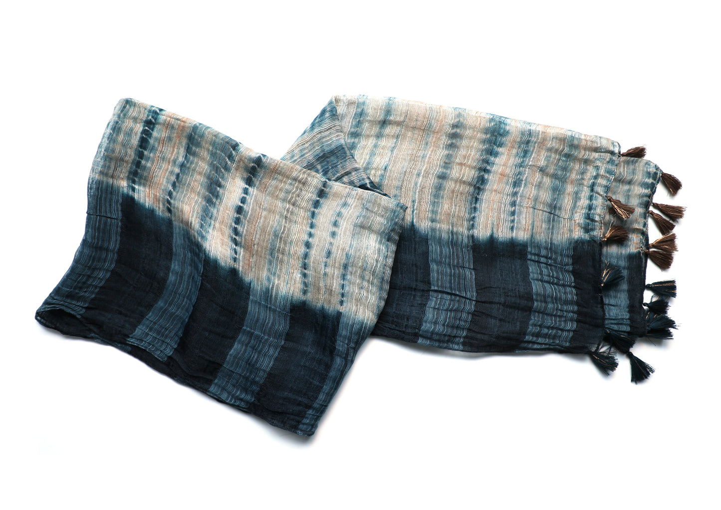 In-Sattva Blue bohemian shaded nylon scarf stole, additional product image highlighting its color and woven detailing.
