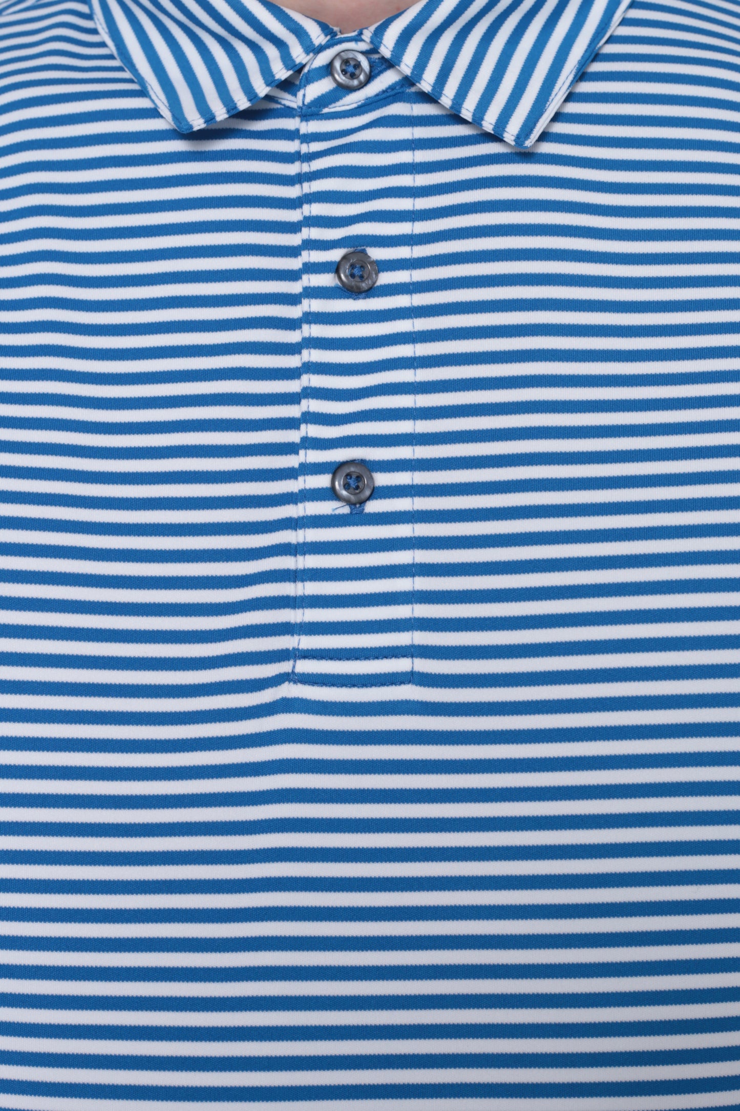 AVA Athletica Men's Polo Collar Moisture-Wick Active Wear Fine Striped T-Shirt Blue
