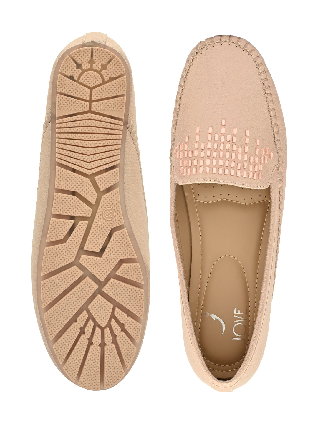 Jove Women's Embellished Rose Gold Loafer