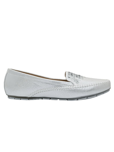 Jove Women's Embelished Silver Loafer