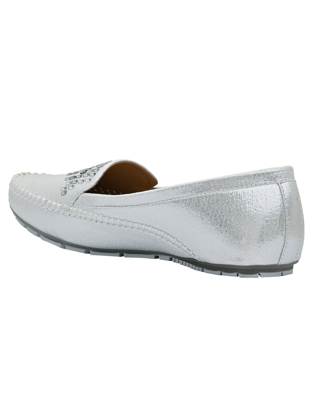 Jove Women's Embelished Silver Loafer