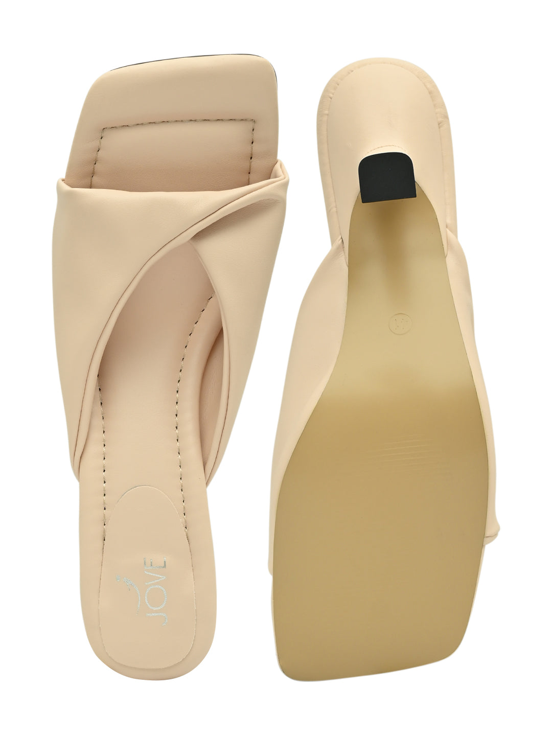 Jove Womens Heeled Mule Beige