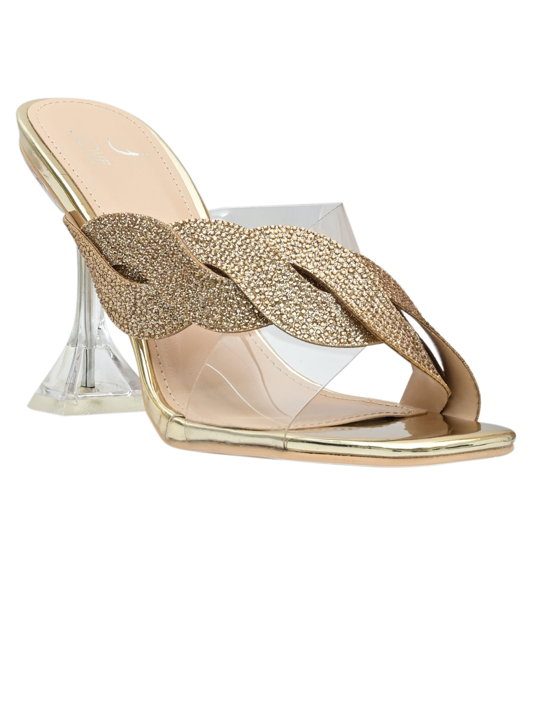 Jove Women's Clear Heeled Sandal Gold
