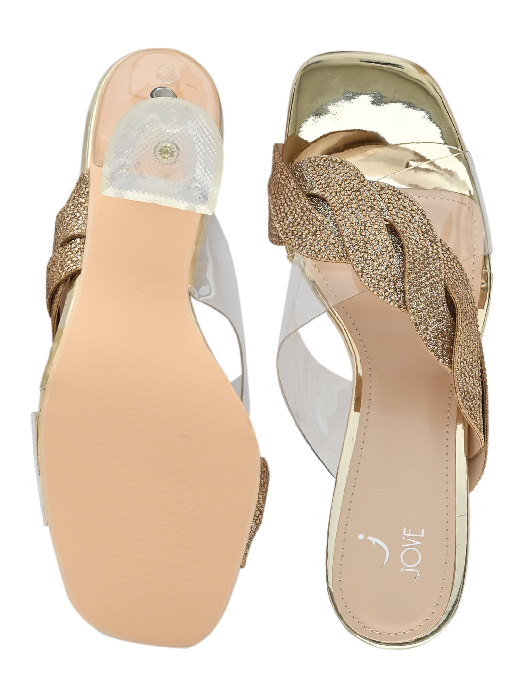 Jove Women's Clear Heeled Sandal Gold