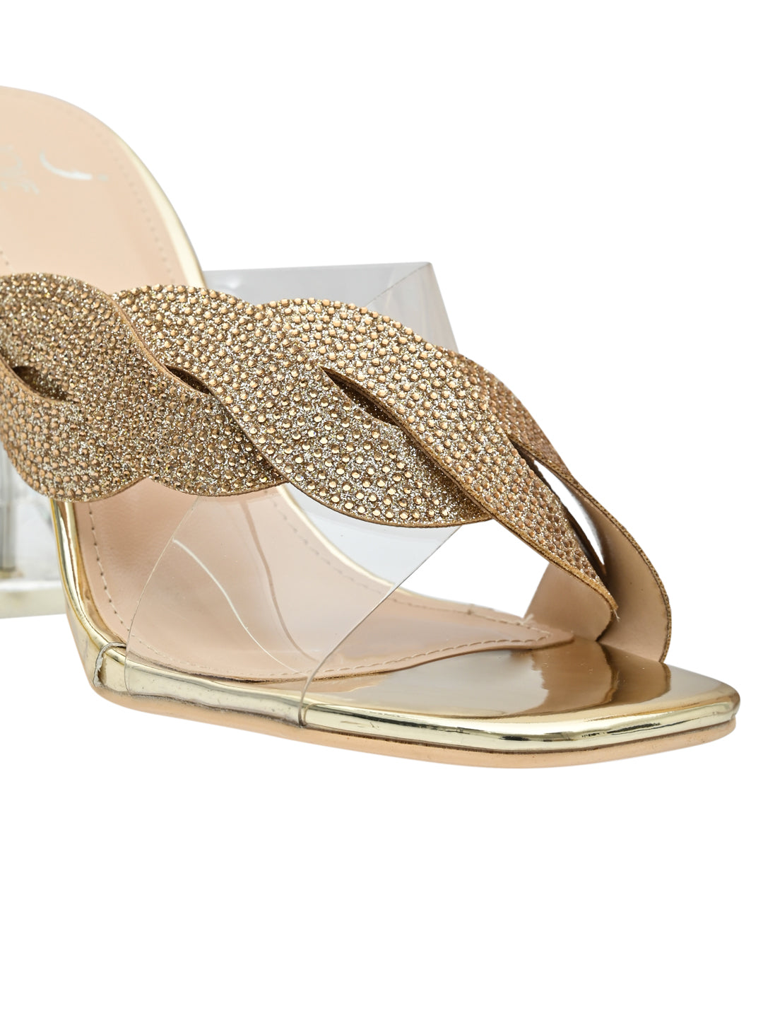 Jove Women's Clear Heeled Sandal Gold