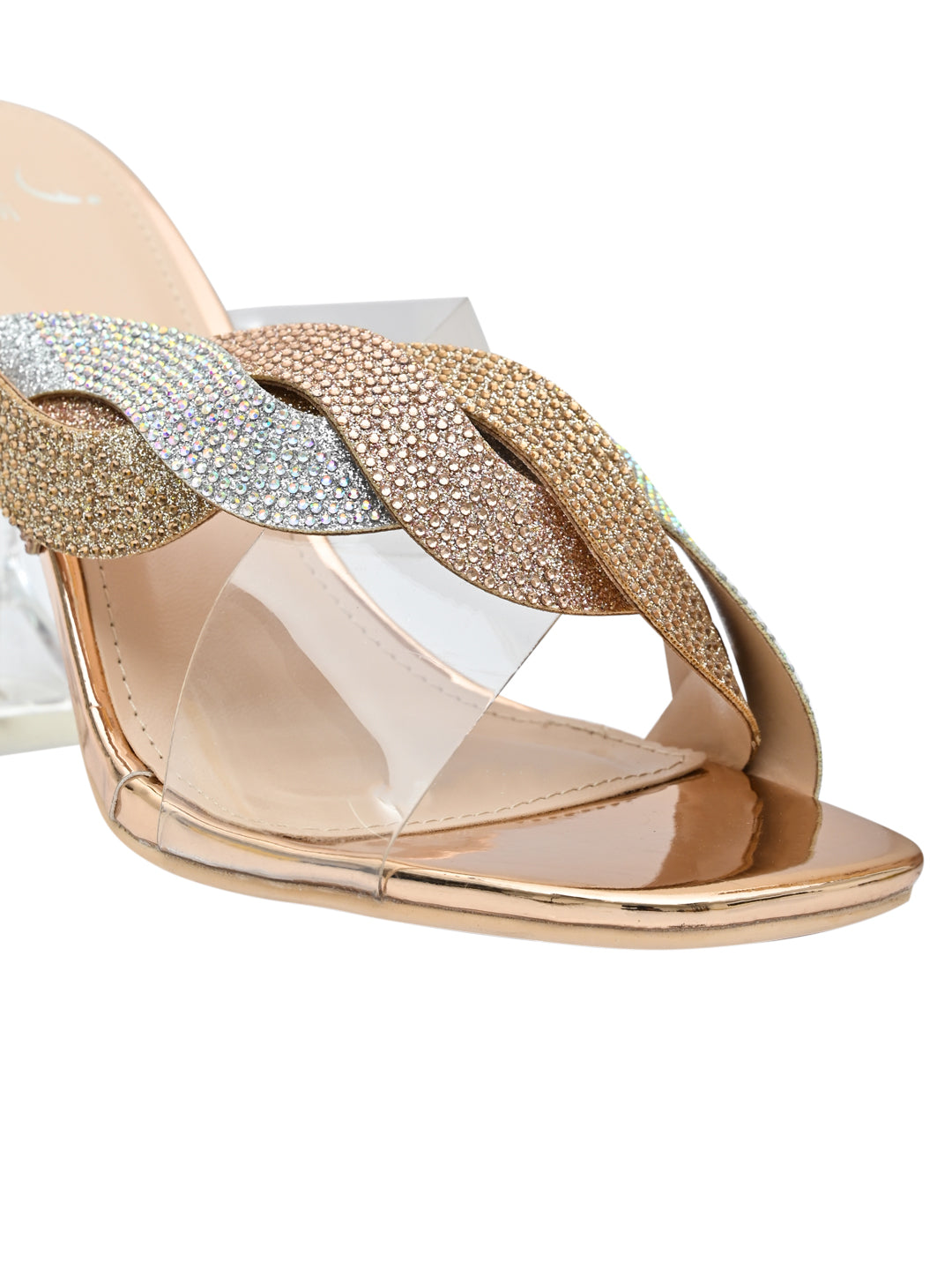 Jove Women's Clear Heeled Sandal Rose Gold
