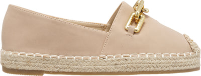 Jove Beige Espadrille Loafer with Gold Chain
