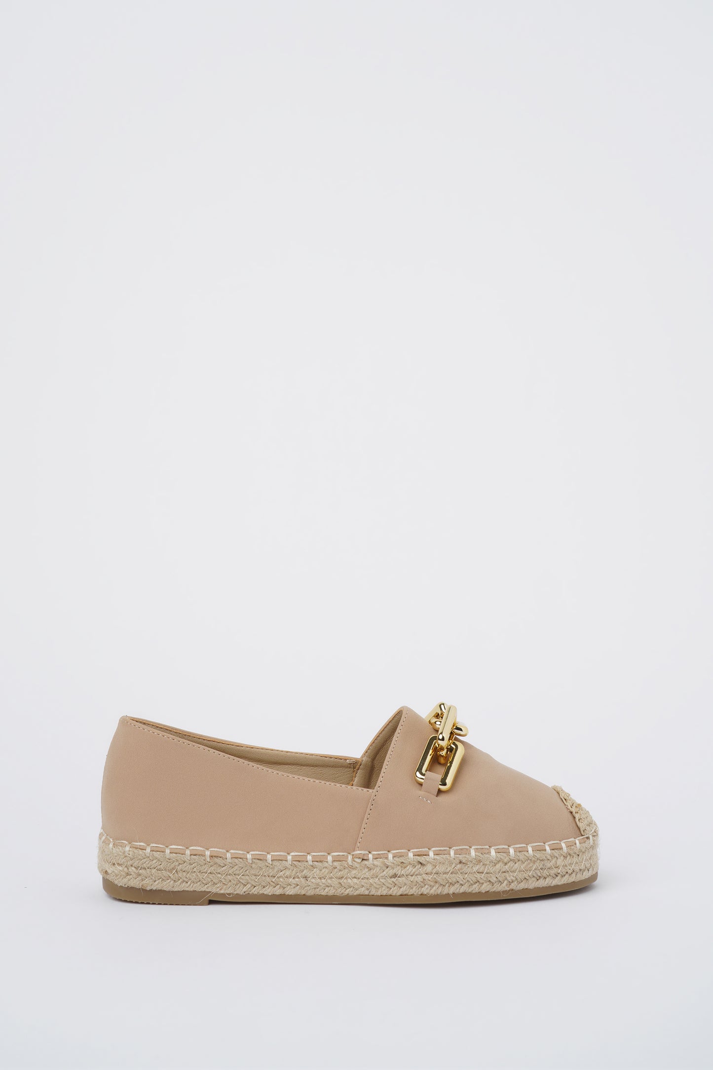 Jove Beige Espadrille Loafer with Gold Chain