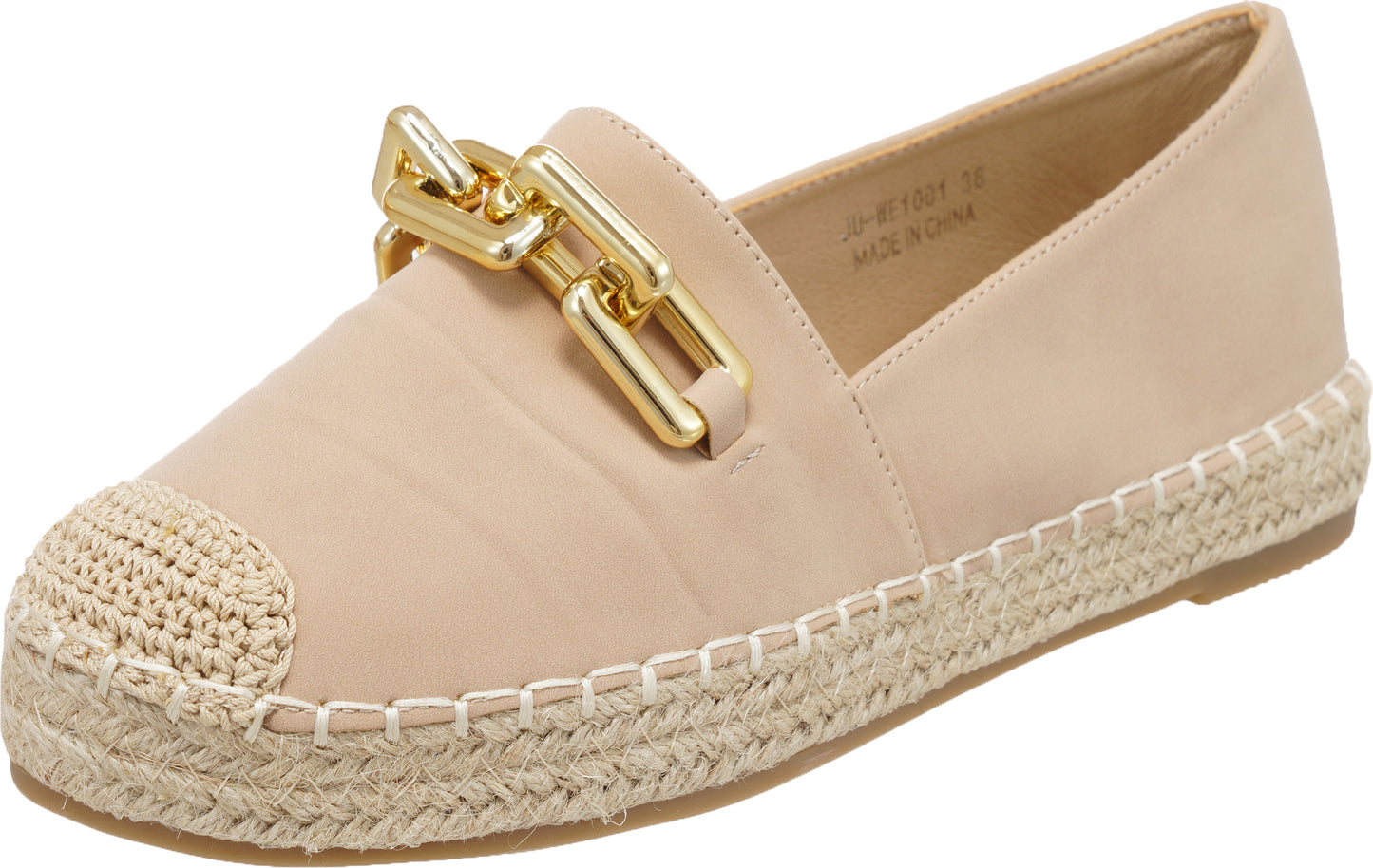 Jove Beige Espadrille Loafer with Gold Chain