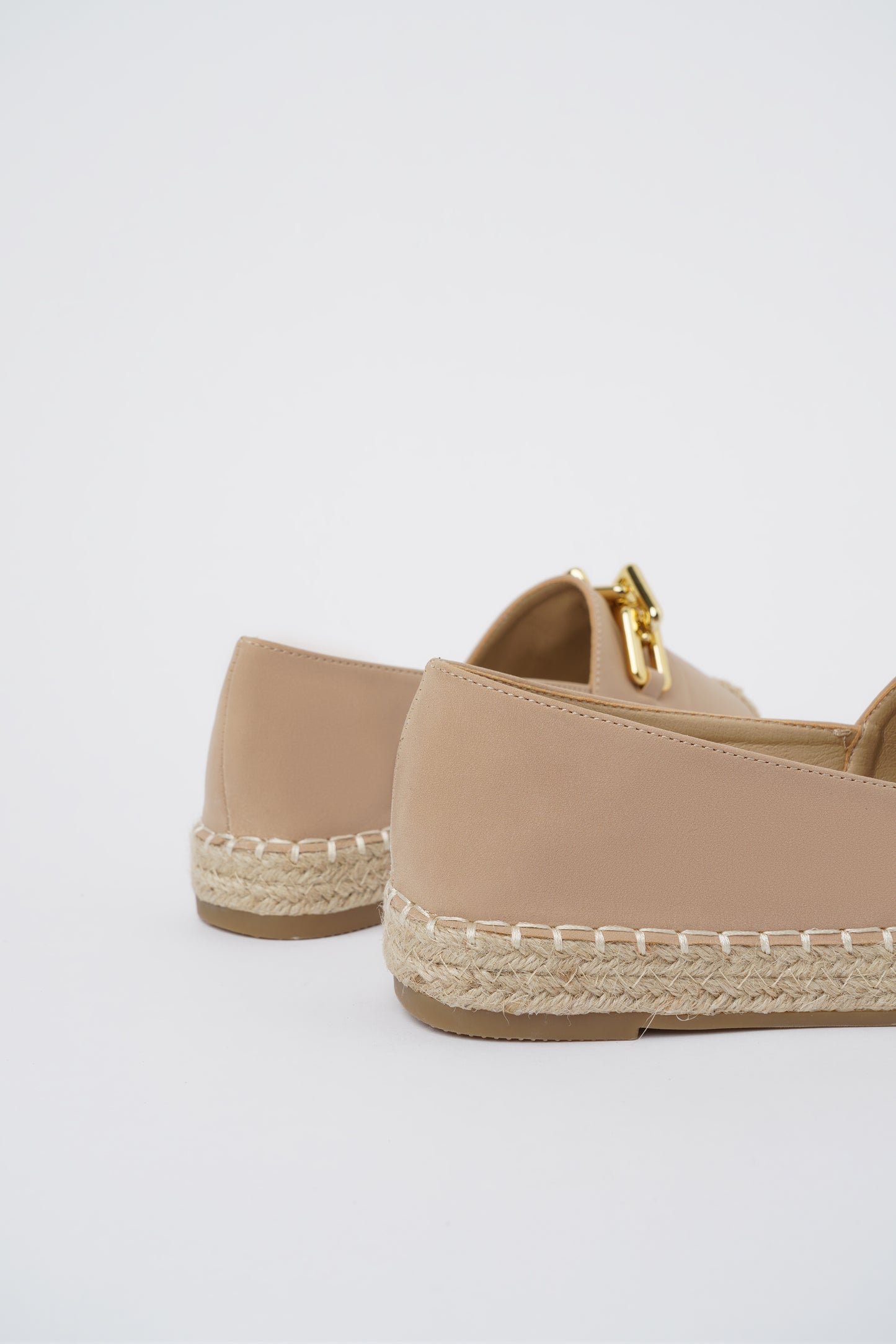 Jove Beige Espadrille Loafer with Gold Chain